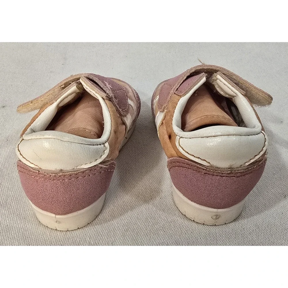 Baby Shoes Suede Pink & White Size 1‎ With Straps USA MADE Vintage